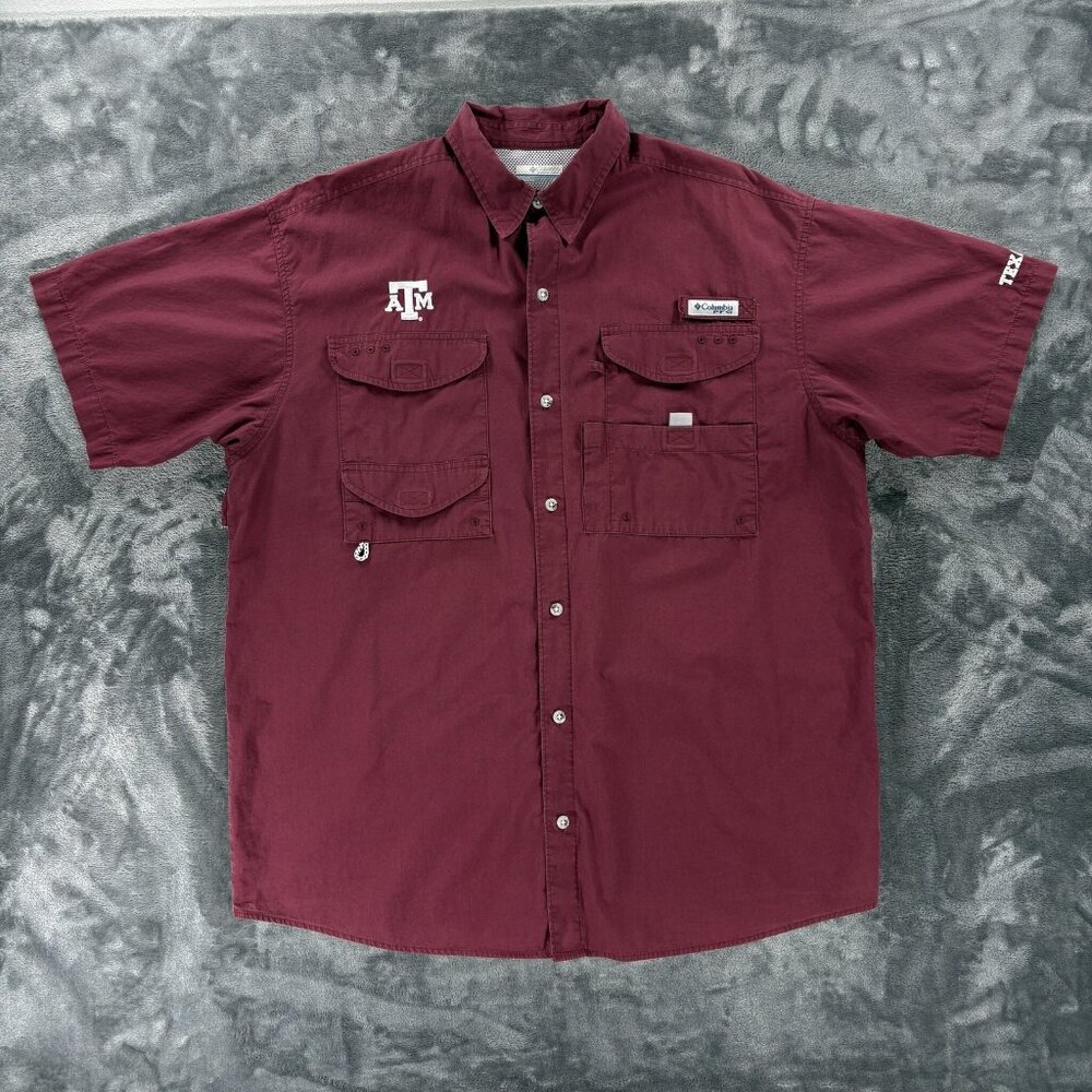 Columbia PFG Texas A&M Aggies Short Sleeve Fishing Vented Football Shirt Men L